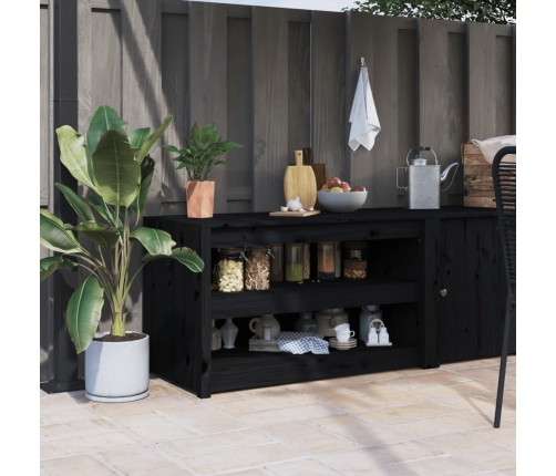 Mueble de cocina exterior madera maciza pino negro 106x55x64 cm