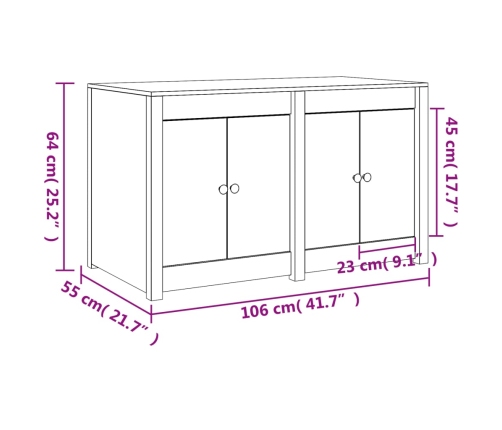 Mueble de cocina de exterior madera maciza de pino 106x55x64 cm