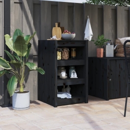 Mueble de cocina exterior madera maciza pino negro 55x55x92 cm