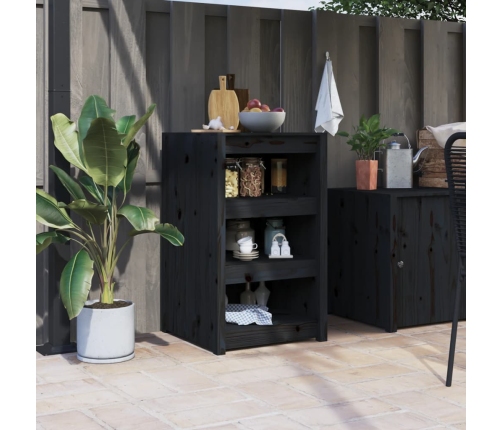 Mueble de cocina exterior madera maciza pino negro 55x55x92 cm