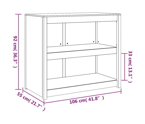 Mueble de cocina de exterior madera maciza de pino 106x55x92 cm