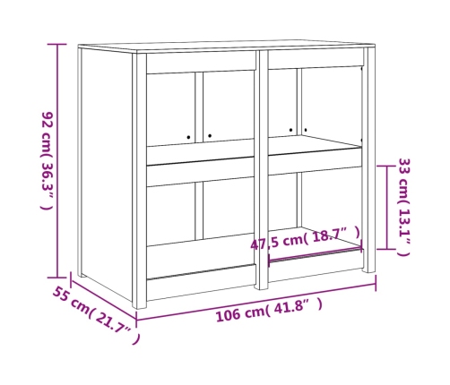 Mueble de cocina de exterior madera maciza de pino 106x55x92 cm