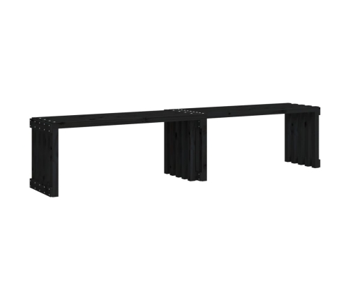 Banco de jardín extensible madera pino negro 212,5x40,5x45 cm