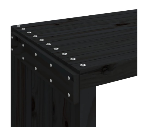 Banco de jardín extensible madera pino negro 212,5x40,5x45 cm