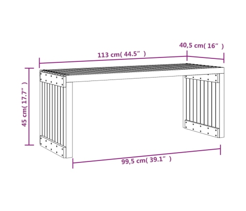 Banco de jardín extensible madera pino negro 212,5x40,5x45 cm