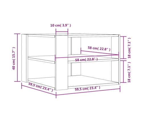 vidaXL Mesa de centro madera ingeniería roble ahumado 59,5x59,5x40 cm