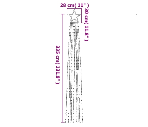 Luces para árbol de Navidad 320 LEDs blanco cálido 375 cm