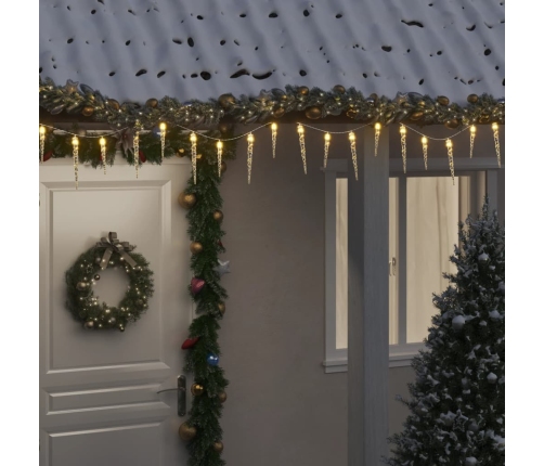 Luces carámbano Navidad 100 LED blanco cálido acrílico PVC 10 m