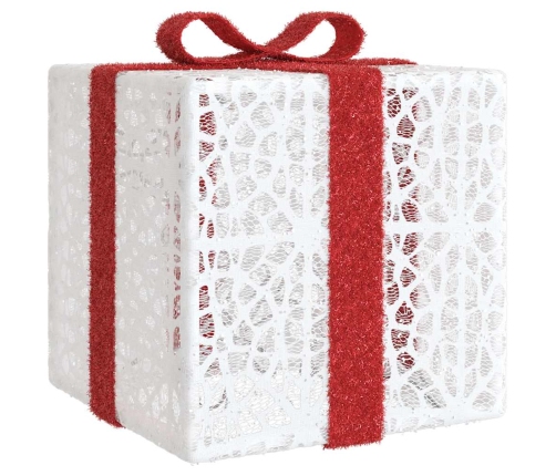 Cajas de regalo Navidad iluminadas 3 uds 64 LEDs blanco cálido