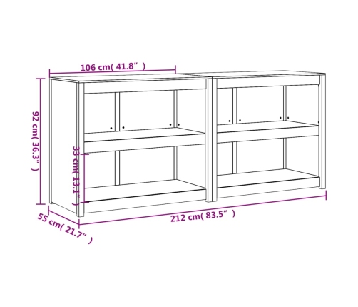 Muebles de cocina de exterior 2 pzas madera maciza pino blanco