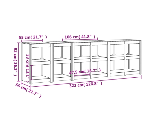 Muebles de cocina de exterior 4 pzas madera maciza pino blanco