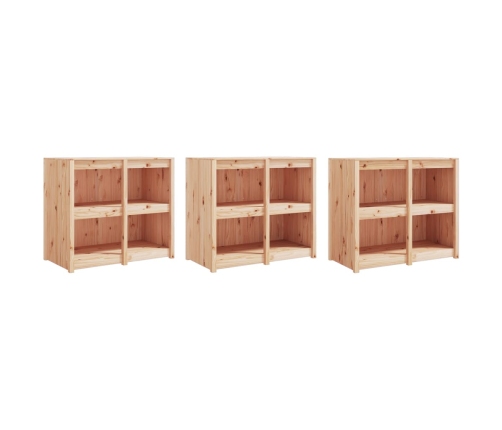 Muebles de cocina de exterior 3 piezas madera maciza de pino