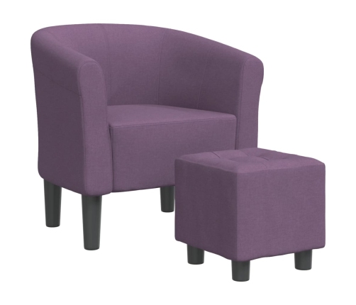 Sillón con taburete tela morado