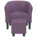 Sillón con taburete tela morado