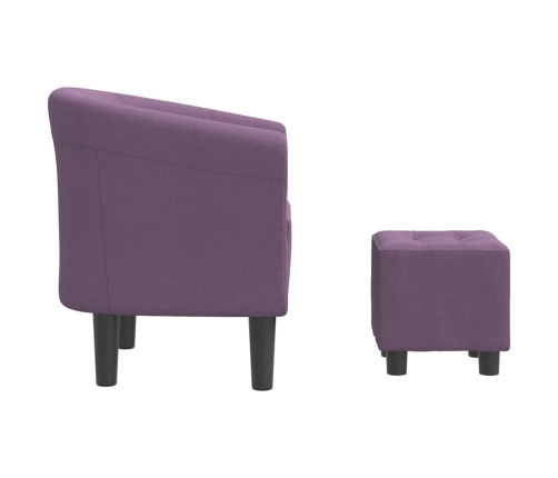 Sillón con taburete tela morado