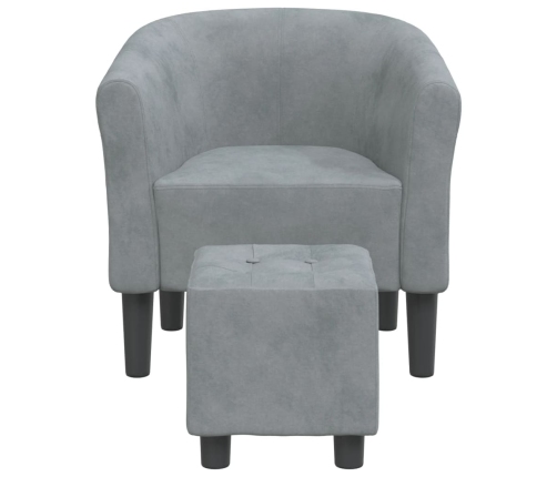 Sillón con taburete terciopelo gris oscuro