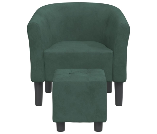 Sillón con taburete terciopelo verde oscuro