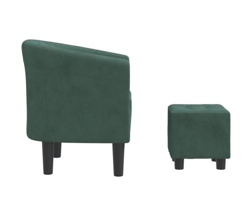 Sillón con taburete terciopelo verde oscuro