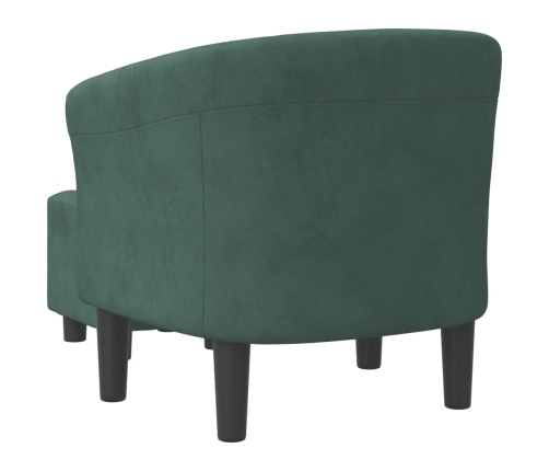 Sillón con taburete terciopelo verde oscuro