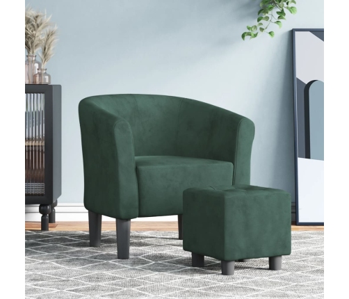 Sillón con taburete terciopelo verde oscuro