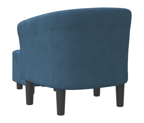 Sillón con taburete terciopelo azul oscuro