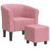 Sillón con taburete terciopelo rosa