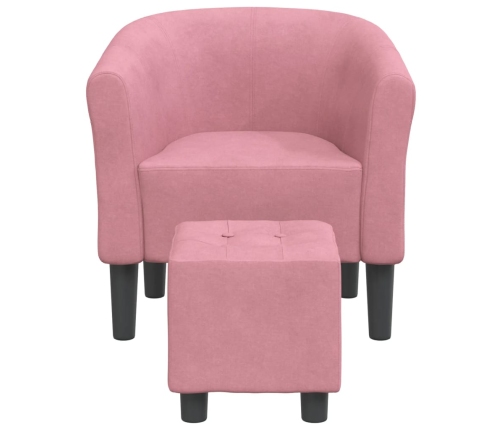 Sillón con taburete terciopelo rosa