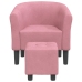 Sillón con taburete terciopelo rosa