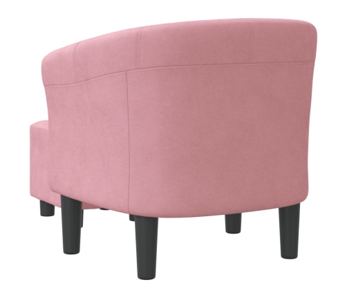 Sillón con taburete terciopelo rosa