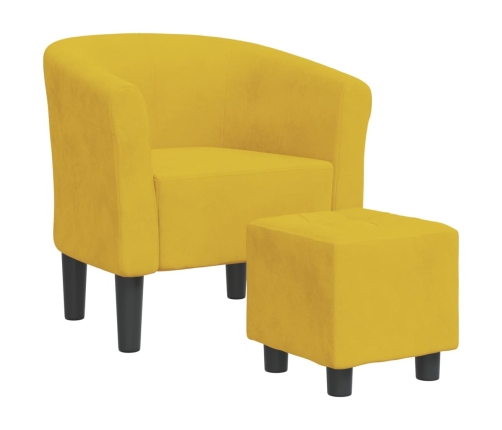 Sillón con taburete terciopelo amarillo