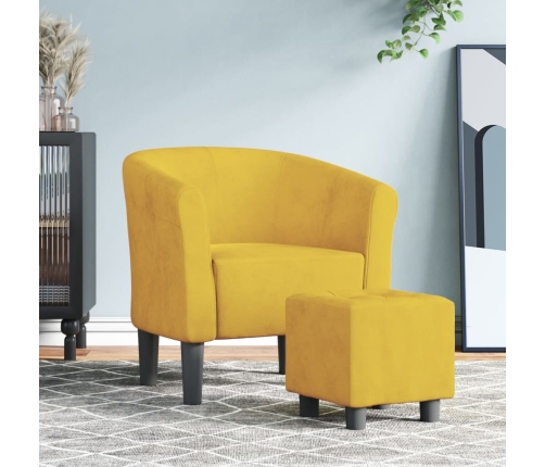 Sillón con taburete terciopelo amarillo