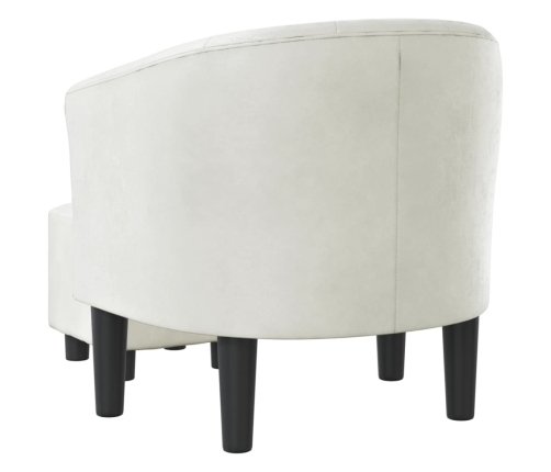 Sillón con taburete cuero sintético blanco