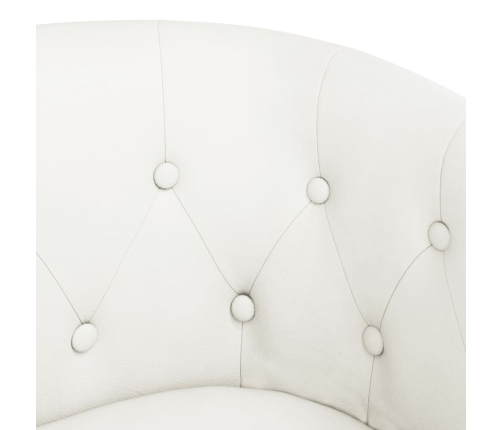 Sillón con taburete cuero sintético blanco