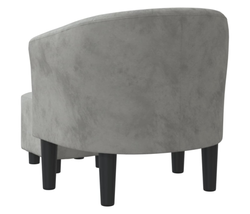 Sillón con taburete terciopelo gris claro