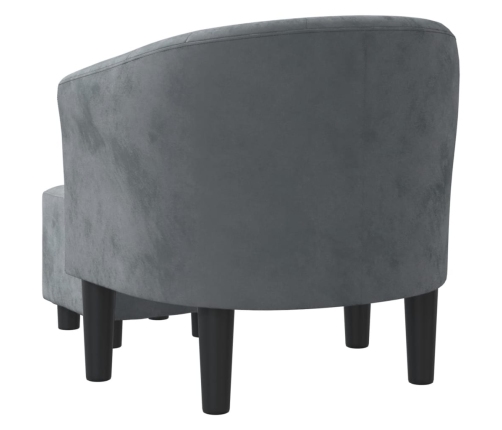 Sillón con taburete terciopelo gris oscuro