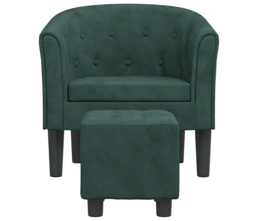 Sillón con taburete terciopelo verde oscuro