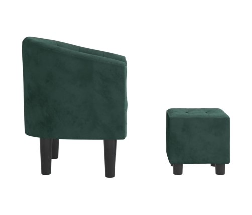 Sillón con taburete terciopelo verde oscuro