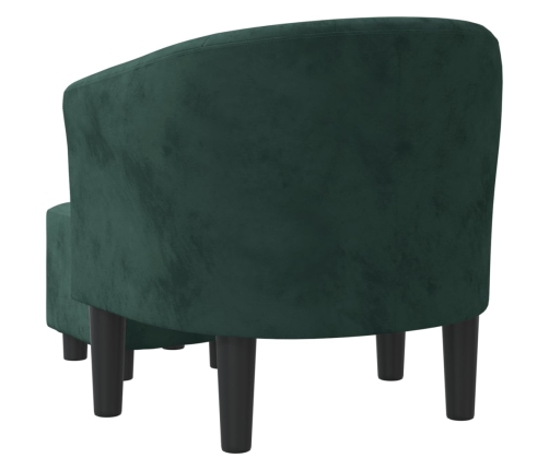 Sillón con taburete terciopelo verde oscuro