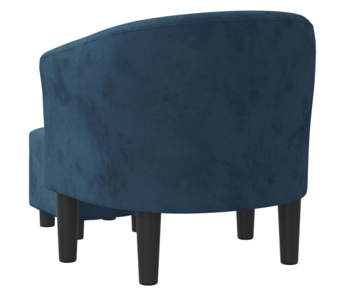 Sillón con taburete terciopelo azul oscuro