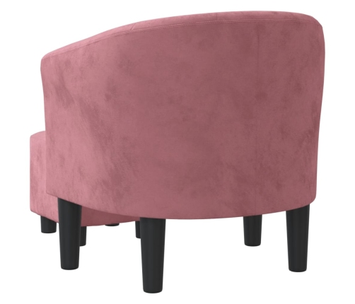 Sillón con taburete terciopelo rosa