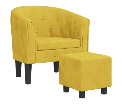 Sillón con taburete terciopelo amarillo