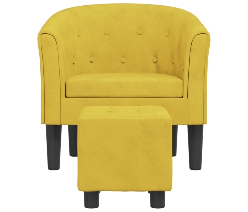 Sillón con taburete terciopelo amarillo