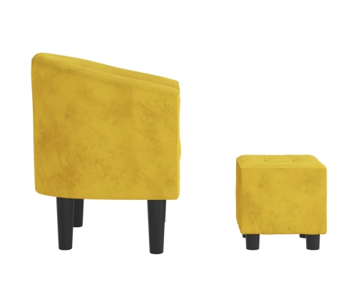 Sillón con taburete terciopelo amarillo