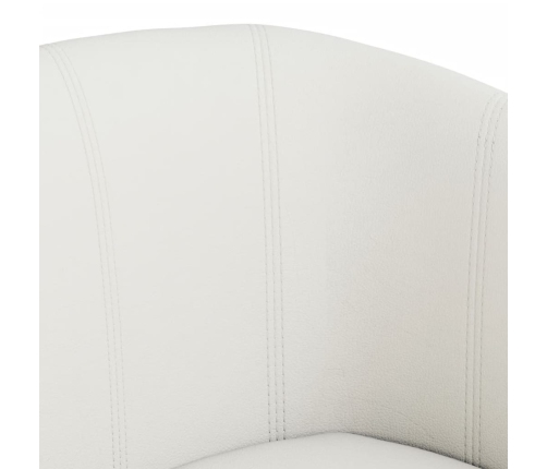 Sillón con taburete cuero sintético blanco