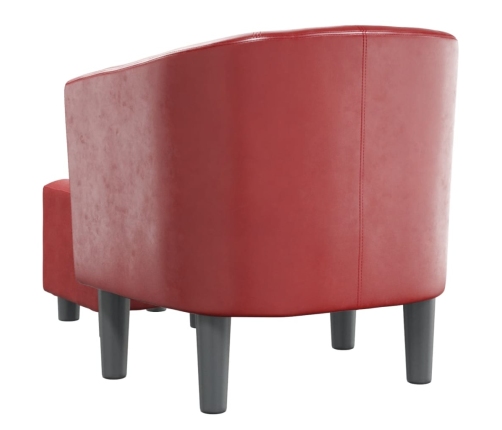 Sillón diseño de cubo con reposapiés cuero sintético rojo tinto