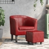 Sillón diseño de cubo con reposapiés cuero sintético rojo tinto