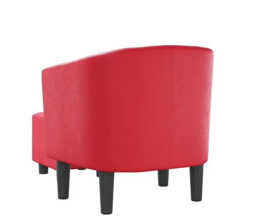 Sillón con taburete cuero sintético rojo