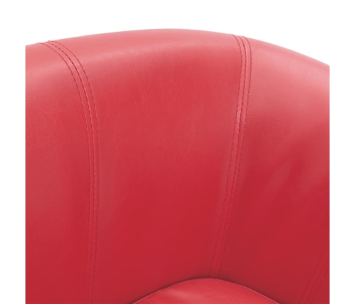 Sillón con taburete cuero sintético rojo