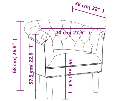 Sillón de cuero sintético plateado