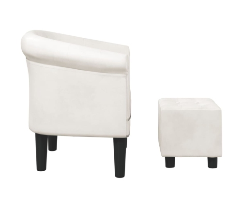 Sillón con taburete cuero sintético blanco